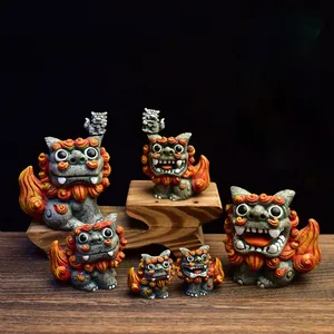 Wholesale house town for sale - Group buy A Pair Of Chinese Lion Ornaments Cute Town House Little Lion Desk Lucky Prosperous Business Lucky Lion