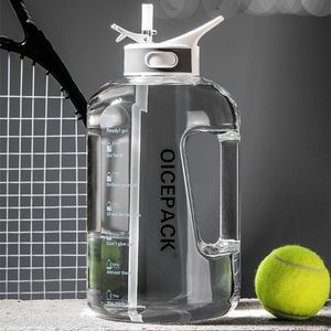 1500ml 2500ml Outdoor Water Bottle Straw Sports Bottles drinking Hiking Camping Plastic tritan bottle A Free 220217