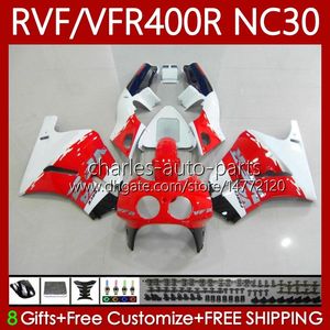 Carrozzeria Per HONDA RVF VFR 400 RVF400 R 400RR VFR 400R VFR400R 89 90 91 1992 1993 79No.76 NC30 V4 VFR400 R 89-93 RVF400R VFR400RR 1989 1990 1991 92 93 Carenatura Bianco rosso b lc