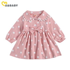 0-24m outono primavera nascido criança infantil bebê meninas manga comprida vestido de manga Peter pan gola lace tutu 210515