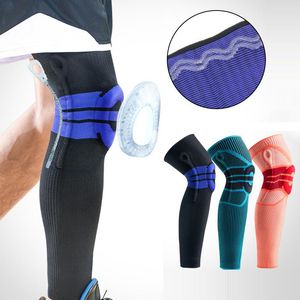 Extended Spring Knee Brace Sleeve Support Kompression Silikon Skyddsplattor för Basketboll Volleyboll Gym Kneepad armbåge