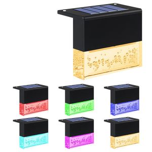 LEDソーラーランプ屋外デッキライトソーラーパワー防水RGB +ウォームホワイトフェンスライト用ガーデンステップデッキ階段照明