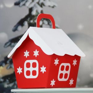 Geschenk Wrap 10 stücke Weihnachten Haus Form Süßigkeiten Taschen Box Cookie Verpackung Boxen Baum Anhänger Party Deco