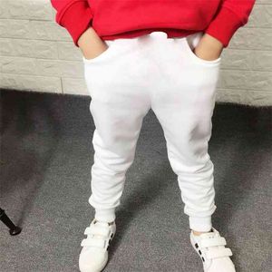 Çocuk Erkek Spor Pantolon Çocuk Uzun Pantolon Pamuk Bahar Sweatpants Genç Casual Katı WhiteBlack için 210622
