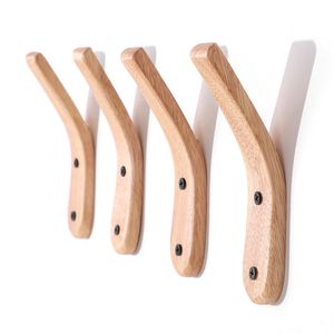 1Pc Oak Wood Coat Wall Mounted Vintage Single Hook Hat Rack Hanger Organizer Decorative For Home Bar el 220311