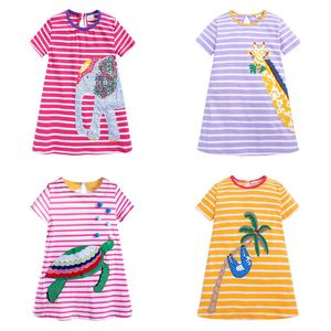 Dzieci Sukienki Dla Dziewczyn Odzież Bawełniana Z Krótkim Rękawem Casual Princess Dress Summer Dzieci Dziewczyna Dress Dzieci Odzież Dresses Q0716