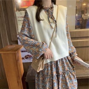 Overszie Women Sweater 2 Piece Sets Womens Dress Chiffon Knitted Suits Pullover FemaleSweaters Long Sleeve Outerwear 210417