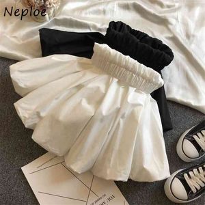 Neploe Korean Summer Shorts Elasticity High Waist A Line Women Sweet Fashion Solid Color Femme 1E885 210719