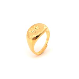 Ring Etiopien Dubai 24 k Fine Solid Gold GF Arab Abiterad Ringar Resizable Plane Figur Kvinnor / Ungmycken Halloween