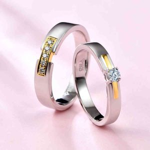 2020 Par vigselringar 925 Silver Round Brilliant Cut Diamond Test Past D Färg Moissanite Engagement Ring för män Kvinnor
