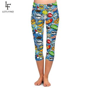 Letsfind High Pricay 3D Graffiti Digital Print Kobiety Legginsy Moda Waist Plus Rozmiar Elastyczne Silm 210925