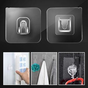 Wholesale heavy duty sticky hooks resale online - Hooks Rails Self Door Load Rack Sucker Seamless Adhesive Sticky Transparent Heavy Duty Strong Suction Wall Hangers For Kitchen