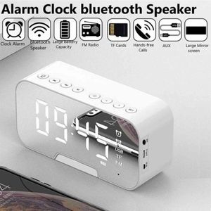 Espelho Despertador Multifuncional Música LED Digital Alarm Temperatura Data Display Desktop Espelho Relógios com Modo de Alarme Dual 211111