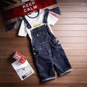 Męskie dżinsy bawełniane szorty 2021 Casual Mężczyźni Bib Kombinezony Krótkie Lato Moda Mężczyzna Slim Pasek Jean Man Denim Jumpsuit Jean1