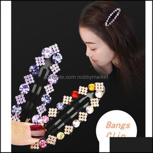 Fermagli per capelli Barrettes Gioielli Colore Diamante Bb Fermaglio per capelli Clip laterale Copricapo Temperamento Top Barrette Bangs Rotto Strass Tornante Drop D