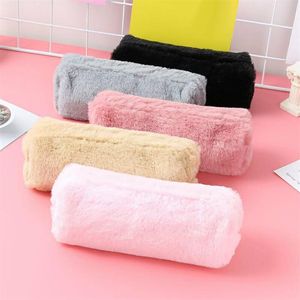 Cute Colorful Plush Pencil Case School Bag Stationery Pencilcase Kawaii Girls School Supplies Tools storage holder pouch