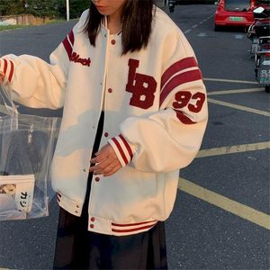 Giacche da donna uniforme da baseball ispessita peluche giacca da donna coppia autunno/inverno coreano allentato americano retrò Bf cappotto a vento tendenza