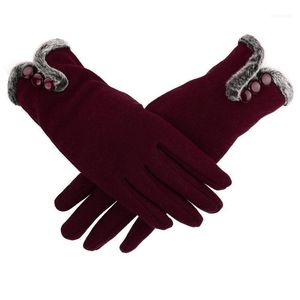 Fashion Women Lady 2021 Cashmere Keep Warm Driving Full Finger Gloves Screen Glove Winter Autumn Gift#1