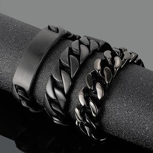 Link, Chain Men's Stainless Steel Black Large Cuban Curb Bracelet Link Heavy XMAS Gift Jewelry For Friends/ Father/Husband