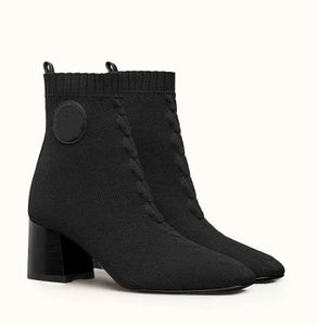 Słynny projektant VOLVER ANkle Boot Kobiety Moda Booty Calfskin Knit Black Green Blue Ladies Martin Botki Kobiet Knight Buty