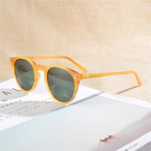 Óculos de Sol Vintage Vidros Redondos O'Malley Homens Mulheres Classic Marca Designer 2021 Celebrity Shades Ov5183 Pollarized Sun