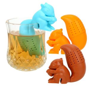 Infusore per tè in silicone a forma di scoiattolo animale resistente al calore filtro per foglie di tè filtro simpatico diffusore per tè utensili da cucina