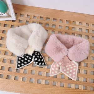 Baby Girls Scarf Winter Sweet Plush Polka Dot Scarves Children Korean Girl Knit Black Scarf