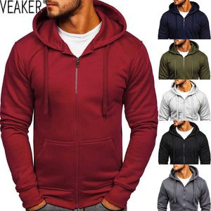 Wholesale green hooded sweatshirts resale online - 2021 New Men s Casual Zipper Hoodies Sweatshirts Male black Green Solid Color Hooded Outerwear Tops S XL Y0803