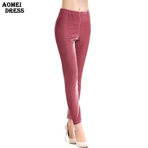 Slim Velour Pencil Spring Women Fashion Ladies High Waist Winter Velvet Casual Trousers S M L XL 2XL Byxor 210416