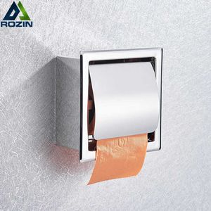 Chrome rostfritt stål dolda installation toalettpappershållare inuti väggmonterad badrumsrullvävnadsställ 210709