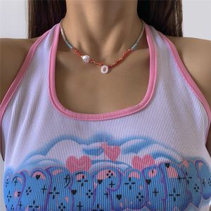 Boho Handmade Colorful Crystal Bead Choker Necklace for Women Shell O Letter Love Heart Chain 2021 Friends Bijoux Femme