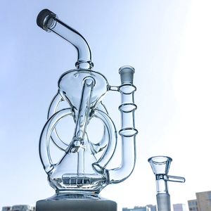 Narghilè da 11 pollici Inline Perc Percolatore Bong in vetro Recycler Bong 14mm Joint Oil Dab Rigs Tubi di acqua trasparente con ciotola