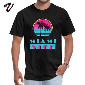 Miami Vice Round Collar T-shirt Dnia Pracy Niestandardowe Topy T Nienawidzą Rękaw EST Mediolan Czarny Odzież Mężczyźni 210629