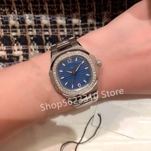 패션 스퀘어 다이아몬드 시계 스테인레스 스틸 자동 기계 손목 시계 방수 시계 브랜드 디자인 여성 라인 석 시계