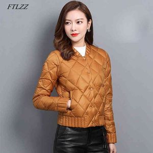 Ultra Light White Duck Down Jackets Autumn Winter Plus Size Women O Neck Coat Slim Warm Short Coats 210423