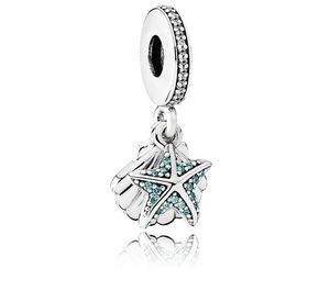 Fits Pandora Bracelets Tropical Blue Starfish Dangle Silver Charms Bead Charm Beads Pendant For Diy European Sterling Necklace Jewelry