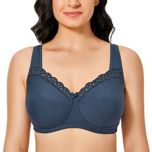 Women's Soft Cotton Plus Size Wirefree Non-Padded Full Coverage Lace Bra 210623