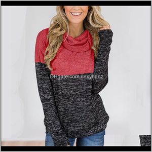 Abbigliamento da donna Drop Delivery 2021 Abbigliamento Moda manica lunga Soild Felpe con cappuccio Pullover rosso verde Autunno inverno Donna Felpe S-3X