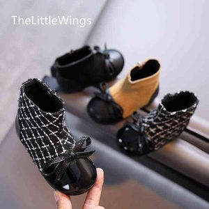 Autumn 2021 new children's Martin boots Korean fashion bowknot girl princess shoes 1-3-6 years old Super soft and comfortable G1210