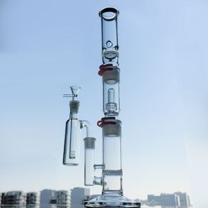 Glasbong, gerader Perkolator, Shisha-Kammscheibe, Perc, 3 Kammern mit Kunststoff-Keck-Clip, Aschefänger, Kuppel, Duschkopf, 18 mm Innengelenk, Bongs mit Schüssel