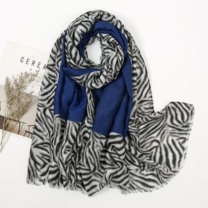 Fashion Black Leopard Zebra Fringe Viscose Shawl Lady Print Soft Hijabs and Wraps High Quality Pashmina Stole Bufanda Muslim Cap