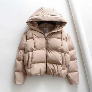 冬のフード付きの綿パッド入り女性のための暖かいジャケットの女性のコートの緩い女性パーカーが肥えています211013