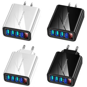 4 portas USB Display LED UE AC Home Travel Carregador de parede 20W Auto Power Adapter Carregadores para Iphone x 14 12 13 Pro max Samsung Sony Android pone pc