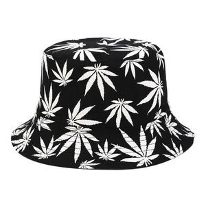Wide Brim Hats MYALICE Panama Plant Leaf Print Bucket Hat Hip Hop Fisherman Men Women Outdoor Travel Casual Cotton Shading Chapeau