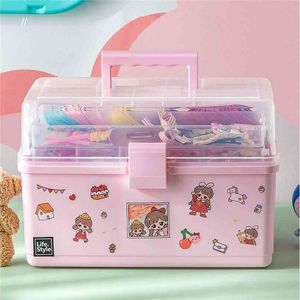 Akcesoria do włosów dziecięcych pudełko na biżuterię Multilayer Dzieci Desktop Kosmetyki Manicure Storage 210922