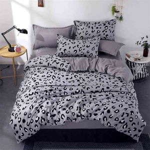 Leopardenbedruckte Bettwäsche Set Bettbezug Flache Blechkissenbezug Bettwäsche Bett Quilt Covers Twin Queen Drop