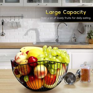 Metal Fruit Basket Morden Wire Snack Bread Vegetable Storage Holder Tray Bowls 210609