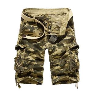 Camouflage Loose Cargo Shorts Men Sommar Militär Camo Kort Byxor Homme US Storlek 210714