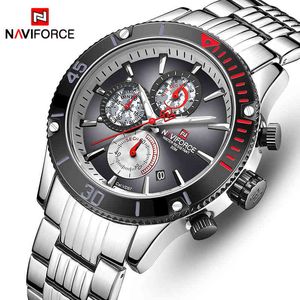 NAVIFORCE Mens Watches Top Luxury Brand Sport Quartz Wrist Watch Men Stainless Steel Waterproof Male Clock Relogio Masculino 210517