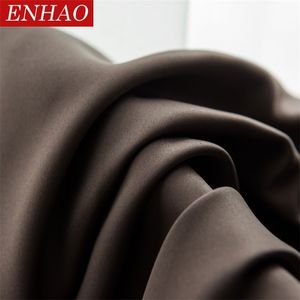 ENHAO Modern Solid Blackout Curtain for Living Room Bedroom Kitchen Curtain for Window Blackout Curtain Drapes Blinds Panel 210913